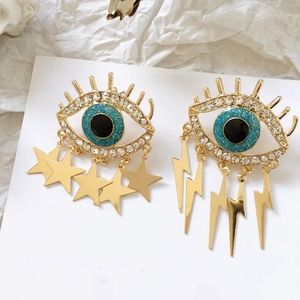 Gold Baroque Lightning Star Stormy Evil Eye Earrings